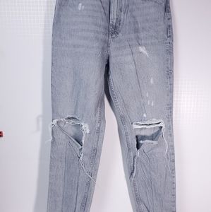 ZARA Destroyed Acid Wash Straight Leg Jeans